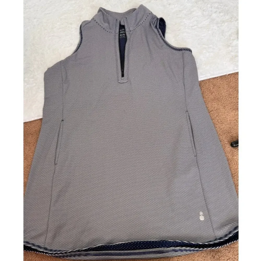 Tommy Bahama IslandZone Sleeveless Zip Polo Top XL Striped Activewear